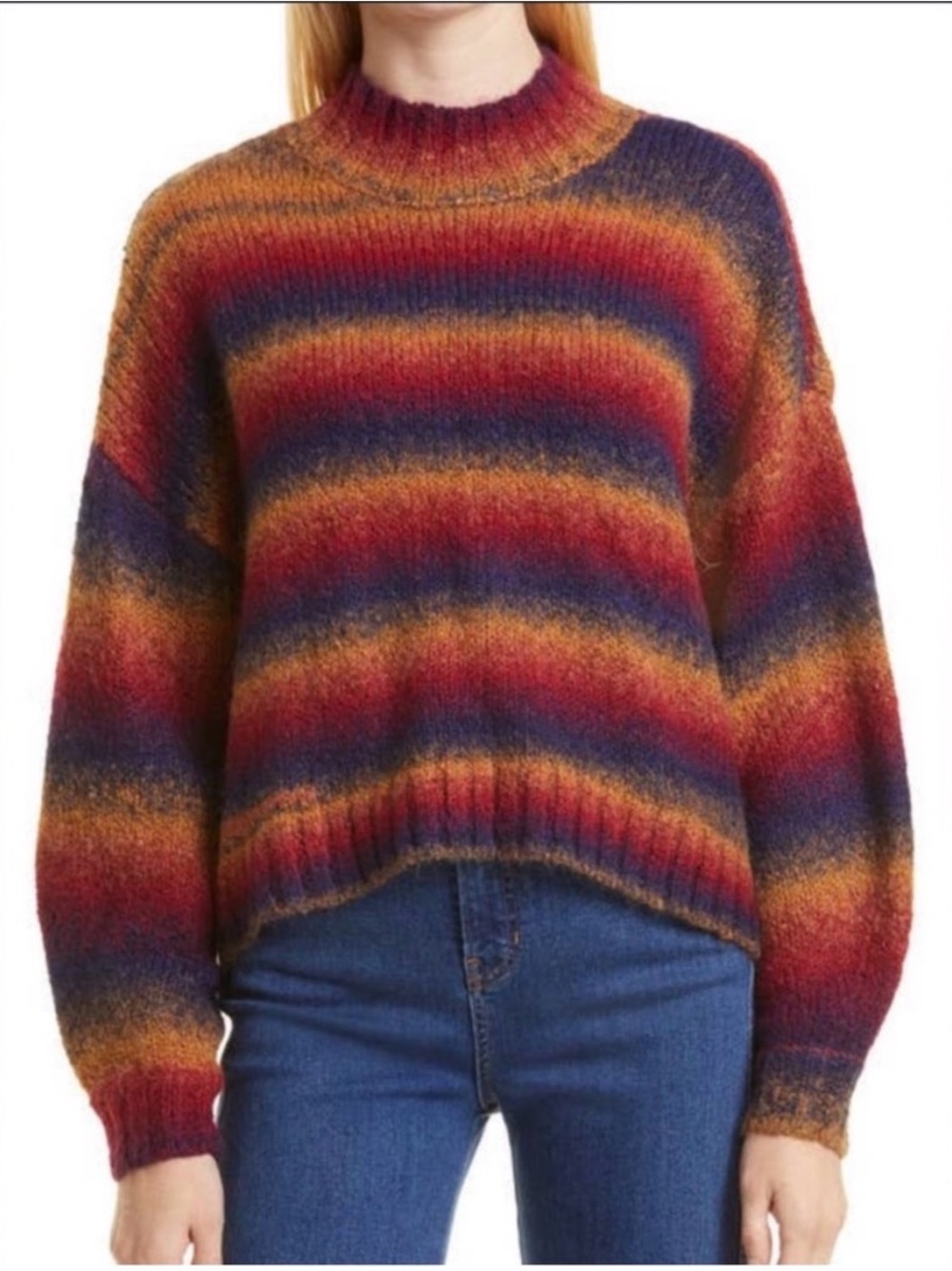 pistola Striped Turtleneck Sweater in Red, Blue, Gold